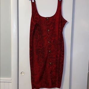 BOOHOO RED SNAKE SKIN DRESS